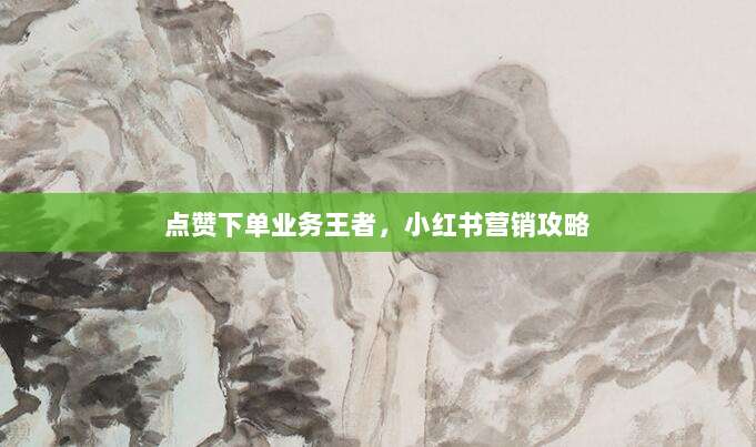 点赞下单业务王者，小红书营销攻略
