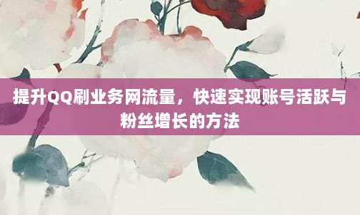 提升QQ刷业务网流量，快速实现账号活跃与粉丝增长的方法