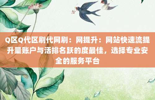 Q区Q代区刷代网刷:网提升:网站快速流提升量账户与活排名跃的度最佳,选择专业安全的服务平台