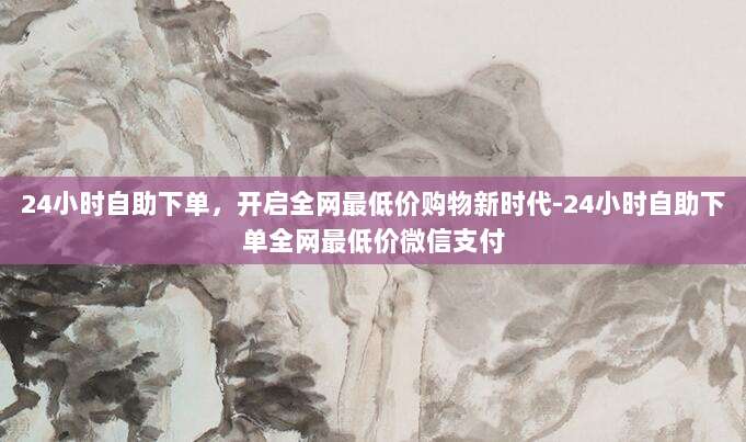 24小时自助下单，开启全网最低价购物新时代-24小时自助下单全网最低价微信支付