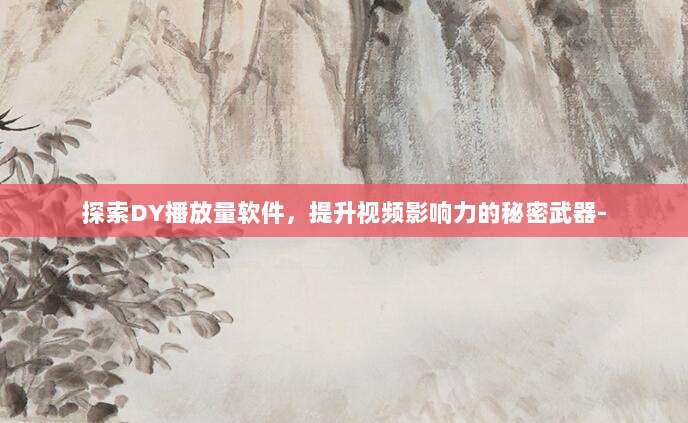探索DY播放量软件,提升视频影响力的秘密武器-
