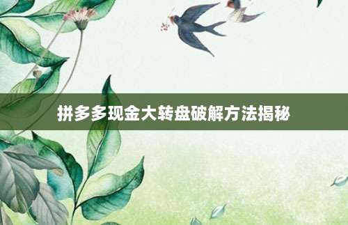 拼多多现金大转盘破解方法揭秘