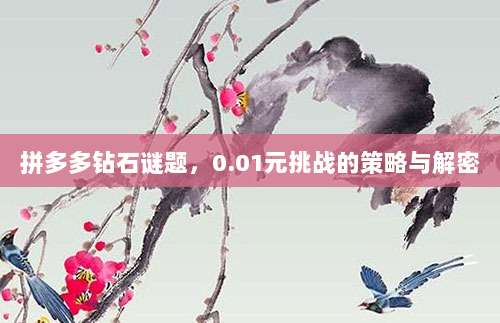 拼多多钻石谜题,0.01元挑战的策略与解密