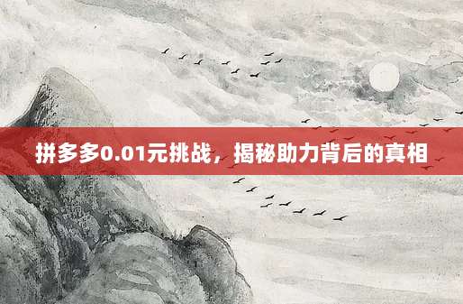 拼多多0.01元挑战，揭秘助力背后的真相