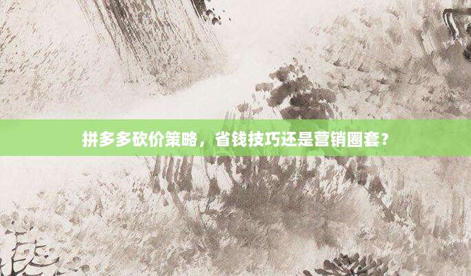 拼多多砍价策略,省钱技巧还是营销圈套?