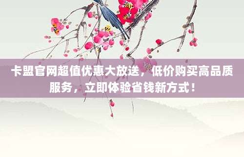 卡盟官网超值优惠大放送，低价购买高品质服务，立即体验省钱新方式！