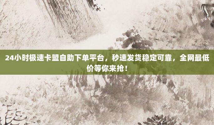 24小时极速卡盟自助下单平台，秒速发货稳定可靠，全网最低价等你来抢！