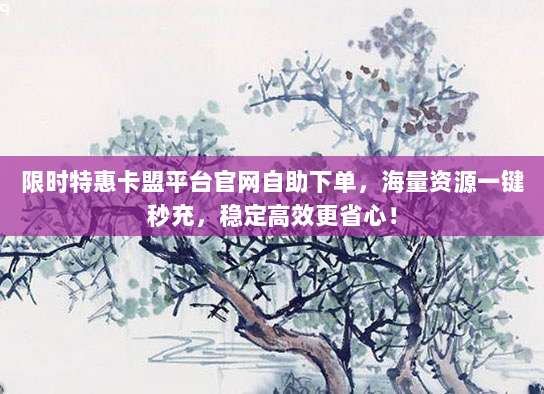 限时特惠卡盟平台官网自助下单,海量资源一键秒充,稳定高效更省心!