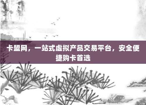 卡盟网，一站式虚拟产品交易平台，安全便捷购卡首选