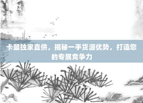 卡盟独家直供,揭秘一手货源优势,打造您的专属竞争力