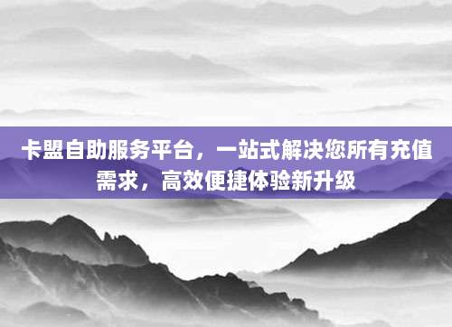 卡盟自助服务平台,一站式解决您所有充值需求,高效便捷体验新升级