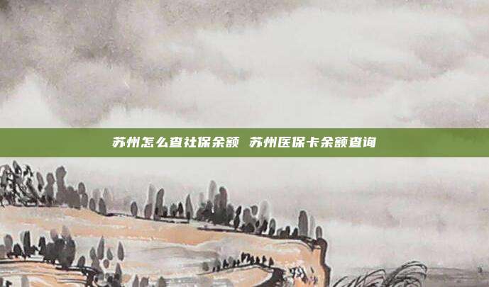 苏州怎么查社保余额 苏州医保卡余额查询