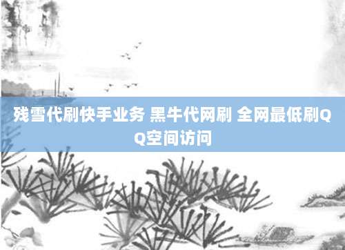 残雪代刷快手业务 黑牛代网刷 全网最低刷QQ空间访问