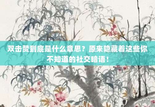 双击赞到底是什么意思？原来隐藏着这些你不知道的社交暗语！