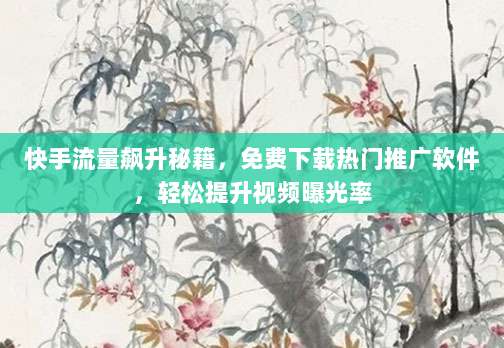 快手流量飙升秘籍，免费下载热门推广软件，轻松提升视频曝光率