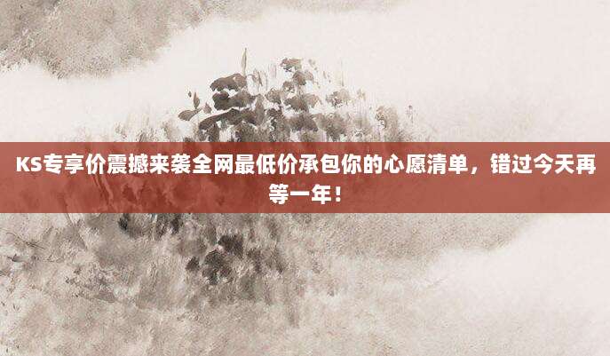 KS专享价震撼来袭全网最低价承包你的心愿清单,错过今天再等一年!
