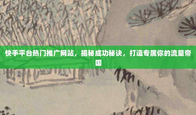 快手平台热门推广网站，揭秘成功秘诀，打造专属你的流量帝国