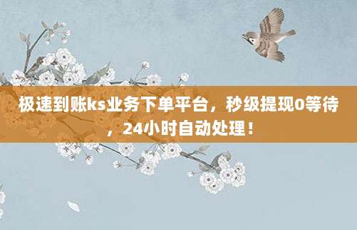 极速到账ks业务下单平台,秒级提现0等待,24小时自动处理!