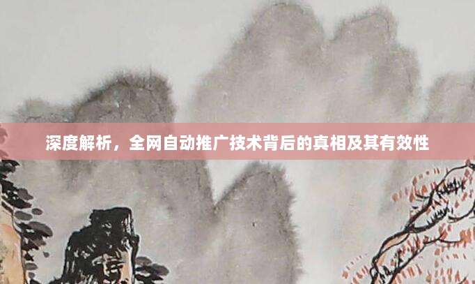深度解析,全网自动推广技术背后的真相及其有效性