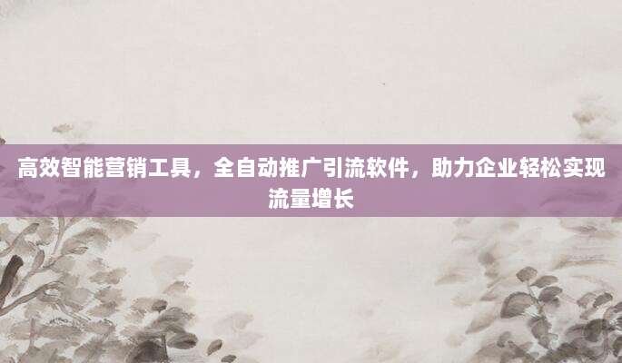 高效智能营销工具，全自动推广引流软件，助力企业轻松实现流量增长