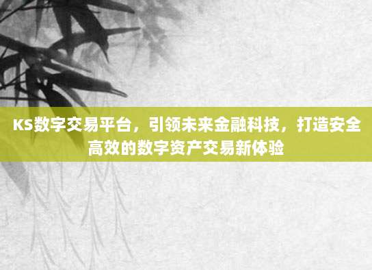 KS数字交易平台，引领未来金融科技，打造安全高效的数字资产交易新体验