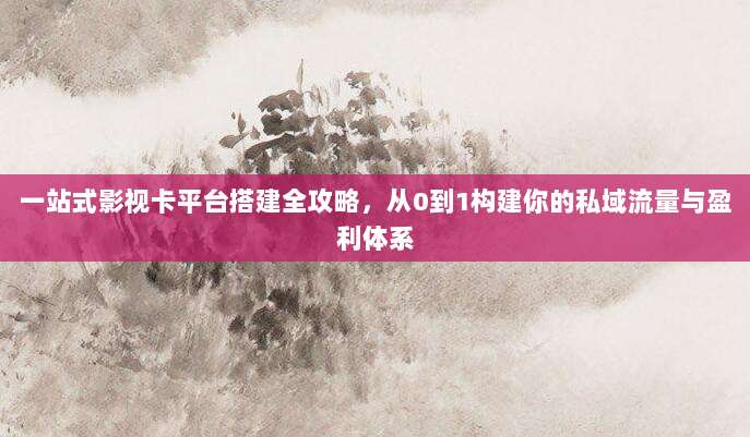一站式影视卡平台搭建全攻略，从0到1构建你的私域流量与盈利体系