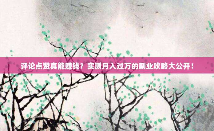 评论点赞真能赚钱?实测月入过万的副业攻略大公开!