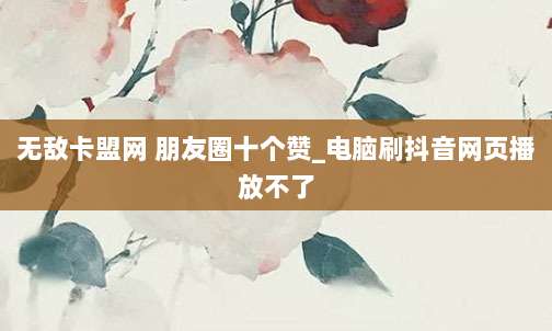 无敌卡盟网 朋友圈十个赞_电脑刷抖音网页播放不了