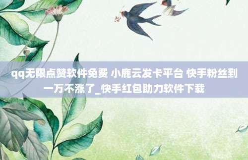 qq无限点赞软件免费 小鹿云发卡平台 快手粉丝到一万不涨了_快手红包助力软件下载