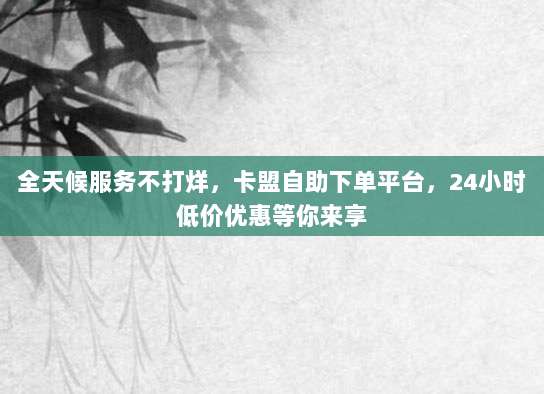 全天候服务不打烊，卡盟自助下单平台，24小时低价优惠等你来享