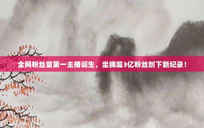 全网粉丝量第一主播诞生，坐拥超3亿粉丝创下新纪录！