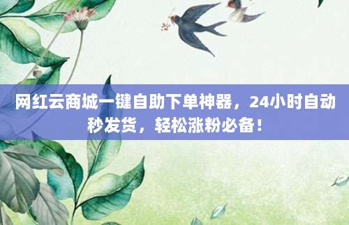 网红云商城一键自助下单神器，24小时自动秒发货，轻松涨粉必备！