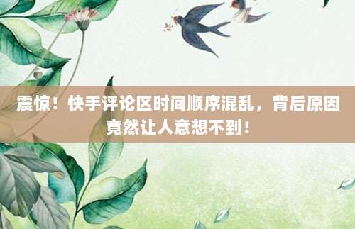 震惊!快手评论区时间顺序混乱,背后原因竟然让人意想不到!