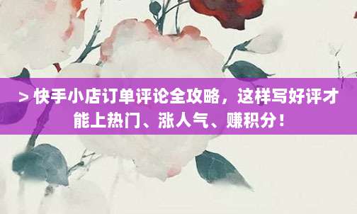 > 快手小店订单评论全攻略,这样写好评才能上热门、涨人气、赚积分!