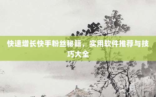 快速增长快手粉丝秘籍,实用软件推荐与技巧大全
