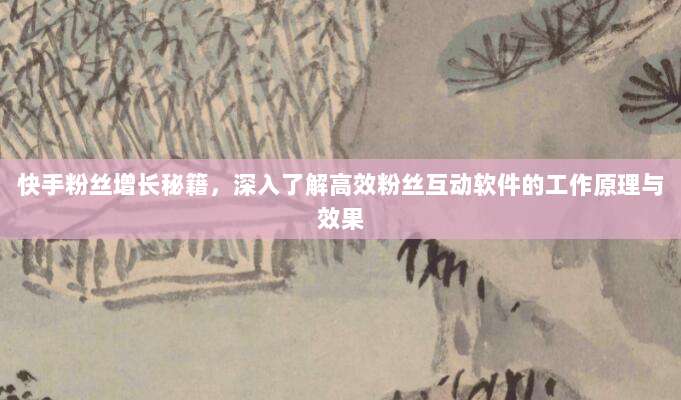 快手粉丝增长秘籍，深入了解高效粉丝互动软件的工作原理与效果