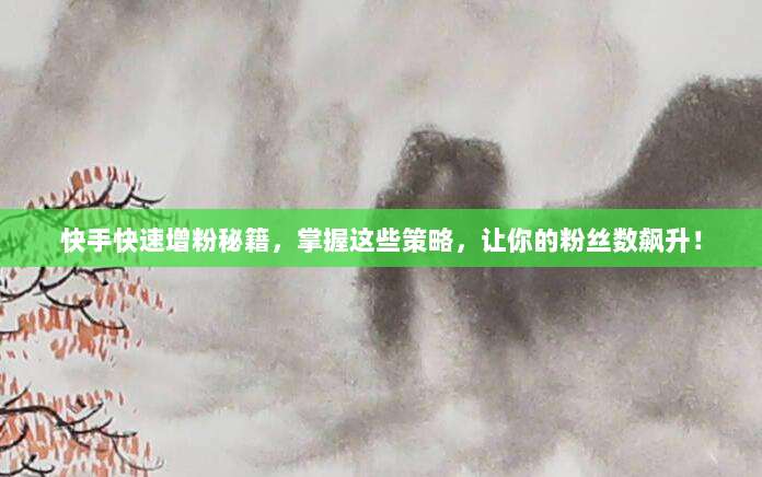 快手快速增粉秘籍，掌握这些策略，让你的粉丝数飙升！