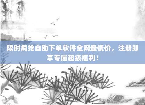 限时疯抢自助下单软件全网最低价，注册即享专属超级福利！