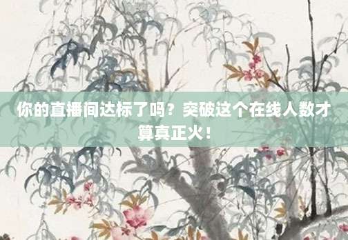 你的直播间达标了吗？突破这个在线人数才算真正火！