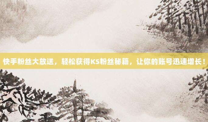 快手粉丝大放送，轻松获得KS粉丝秘籍，让你的账号迅速增长！