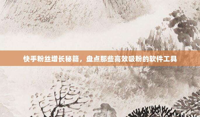 快手粉丝增长秘籍,盘点那些高效吸粉的软件工具