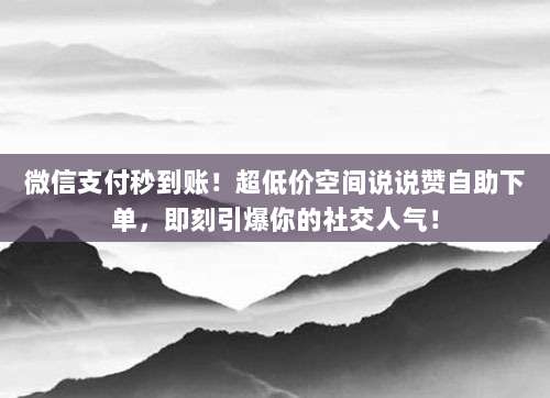 微信支付秒到账！超低价空间说说赞自助下单，即刻引爆你的社交人气！