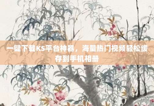一键下载KS平台神器，海量热门视频轻松缓存到手机相册