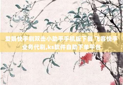 爱娟快手刷双击小助手手机版下载 飞客快手业务代刷,ks软件自助下单平台