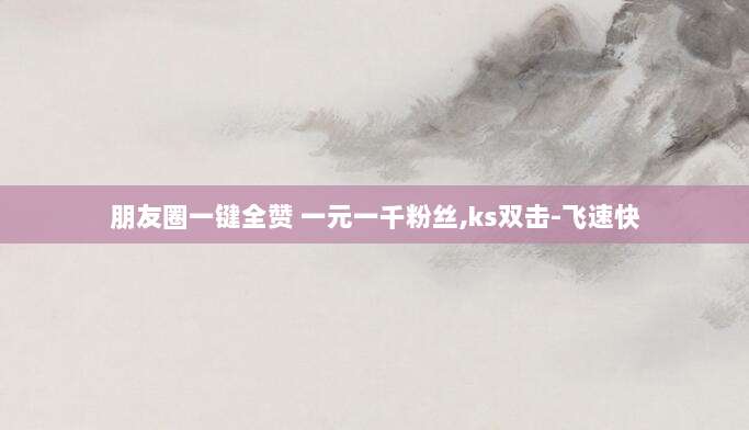 朋友圈一键全赞 一元一千粉丝,ks双击-飞速快